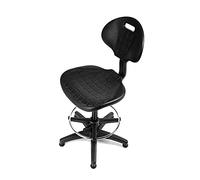 Rocada Taburete de trabajo RD-925N con respaldo, ergonómico, reposapiés, altura regulable - Negro
