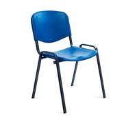 Rocada | Silla Confidente de 4 Patas - Respaldo y Asiento en Polímero Azul - Estructura Metálica - Asiento para Visitas y Reuniones - Diseño Funcional para Uso Diario