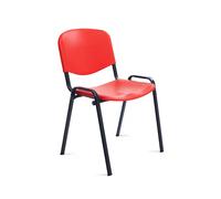 Rocada | Silla Confidente de 4 Patas - PVC Rojo - Estructura Metálica de Gran Resistencia - Formato Apilable - Modelo RD-975V15-2 - Asiento para Visitas y Sala de Espera
