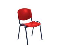Rocada | Silla Confidente de 4 Patas - PVC Rojo - Estructura Metálica de Gran Resistencia - Formato Apilable - Modelo RD-975V15-2 - Asiento para Visitas y Sala de Espera