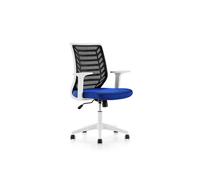 Rocada Silla de oficina con brazos regulables, respaldo de malla y asiento de tela ignífuga azul
