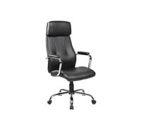 Rocada Silla ergonómica giratoria en símil piel negro con brazos metálicos