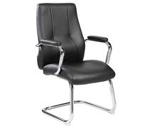 Rocada | Silla Sin Ruedas Oficina | Silla Escritorio | Silla con Reposabrazos Acolchados | Silla de Conferencia con Base Metálica | Negro | Cómoda y Elegante
