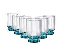 Rocco Bormioli Bormioli Rocco Florian - Juego de 6 vasos de cristal, pie azul, Rocks, 30 cl