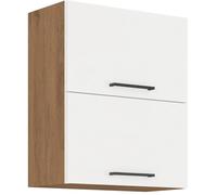 Rock Columna Roble Lancelot y melamina blanco brillo con 2 puertas basculantes