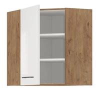 Rock Mueble alto de esquina Roble Lancelot y melamina blanca brillo - 58 x 58 cm