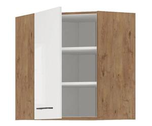 Rock Mueble alto de esquina Roble Lancelot y melamina blanca brillo - 58 x 58 cm