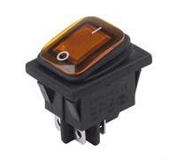 Rocker Interruptor 20 A 250 V CA DPST con botón de luz, IP67 resistente al agua, interruptor basculante rectangular para industria y comercio, tamaño de montaje 30 x 22 mm, color negro (amarillo)