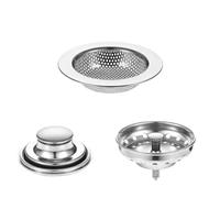 rockible 3 Piezas Colador Fregaro Cocina Universal Tapón Fregaro con Filtro Lavable, Array, Plata
