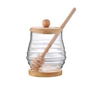 rockible Dispensador de Vidrio, Tarro, Transparente, Resistente, con, Recipiente para Miel, Tarro con Tapa para Fiestas, Hogar, Tapa Redonda 280ml, Individual