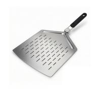 rockible Pala Pizza con Mango Plegable Metálica Utensilio Profesional para Pizzeros, Pala De Pizza De Aluminio, Grande, Cuadrada, Perforada Patrón A, Con Mango De Goma Y Caja De Cartón