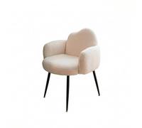 rockible Silla Tocador para Mujer de Vestidor Silla Acolchada Sillón de Escritorio con Respaldo Envolvente y Apoyabrazos Tapizado Suave Tipo Base Metálica, Estándar, Blanco Cremoso