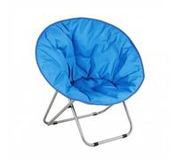 rockible Sillón Plegable Colapsable Silla Lounge Redonda Asiento Bajo con Soporte Tubular de Metal y Tejido Que Abraza el Cuerpo Plegable Tipo X para Espacios, Azul