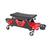 rockible Taburete Rodante Automotriz con Asiento Acolchado Banco Mecánico Carro de Detallado Silla Baja con Ruedas Cajones Laterales y Bandeja Inferior, Negro Y Rojo, Banco De Tercera Generación