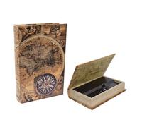 ROCKING GIFTS Libro-Caja Fuerte Mapa Mundi con Brújula, 16x5x24cm, Organización, Seguridad, Viajes, Almacenamiento, Protección