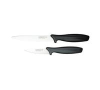 Rockingham Forge Juego de cuchillos multiusos de 2 piezas de la gama Essentials 8007, incluye un cuchillo de pelar de 9 cm y un cuchillo multiusos de 12 cm, mangos negros.