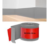 Rodapies Autoadhesivo, Rodapie PVC, Rodapies Autoadhesivo 8 cm * 3 metros, Tira de Transición Decorativa, Rodapie Adhesivo para Cocina, Baño, Dormitorio, Paredes de Salón, Gris