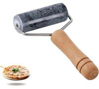 Rodillo de masa de mármol Unyqoos® con revestimiento antiadherente: 100% mármol natural, bujes de nylon, marco de acero inoxidable y mango de madera de haya, ideal para pasteles, galletas, tortillas y
