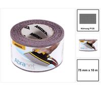 Rodillo de papel de lija Mirka ABRANET, 75 mm x 10 m, grano P120, con sistema de sujeción por velcro (545BI001123R)