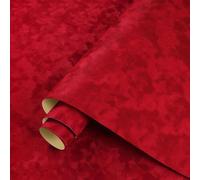 Rodillo de papel tapiz autoadhesivo Unyqoos® con apariencia de tela roja, 44,5 cm x 7 m, con textura, removible, ideal para salones y dormitorios