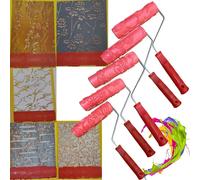 Rodillo de pintura con patrón de grano de madera de imitación de goma, textura de pintura DIY, Impresión de pigmento, rodillo de pintura de pared con mango, herramienta para el hogar 1