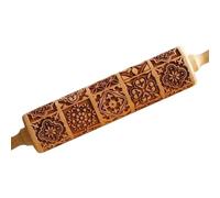 Rodillo en relieve 14 Rodillo de amasar de madera con patrón tradicional y vintage Molde de galletas grabado fácil de limpiar para herramientas de cocina para fiesta de Navidad