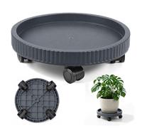 Rodillo redondo para plantas, 1 unidad, diámetro interior de 35,5 cm, tabla rodante redonda, 100 kg de capacidad de carga, para exteriores, macetero, posavasos con ruedas de color gris