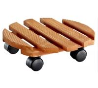 Wagner Soporte con Ruedas para Plantas Country Ø 30 x 8 cm I Carrito para Interior I Tablero Antideslizante I Madera Maciza FSC®, castaño I Capacidad de Carga 100 kg I 20018201
