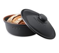 Römertopf - Panera redonda de cerámica, Ø 30 cm, recipiente de barro transpirable para conservar el pan fresco más tiempo, color negro