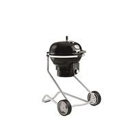 RÖSLE Barbacoa de carbón vegetal redonda con tapa AIR F50 con sistema de control de aire, bisagra, rejilla de la parrilla plegable y de acero inoxidable, área de parrilla grande, negro