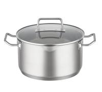 RÖSLE EXPERTISO Olla universal de acero inoxidable 18/10, 24 cm, tapa de cristal, escala interior, apta para inducción, apta para lavavajillas