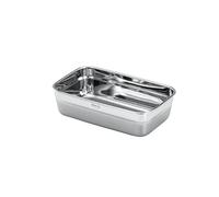 RÖSLE FLEXX 2GO - Fiambrera rectangular de acero inoxidable, 1,5 L, apta para microondas y horno hasta 150 °C, apta para lavavajillas, color plateado