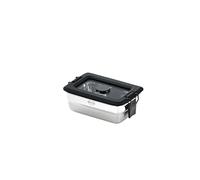 RÖSLE FLEXX 2GO - Juego de aperitivos (0,25 L, rectangular, con tapa de cristal y clips, acero inoxidable), color plateado y negro
