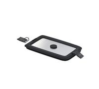 RÖSLE FLEXX 2GO - Tapa de acero inoxidable (0,6 L, cuadrada, con clips para fiambrera, borde de silicona, antiaroma, válvula de silicona), color plateado y negro