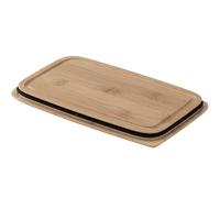 RÖSLE FLEXX 2GO - Tapa para pan (1,0 L, rectangular, bambú, con pinzas, labio de silicona, se puede utilizar como tabla de cortar y hora), color madera
