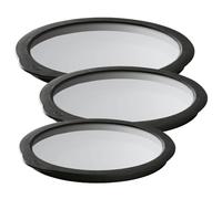 RÖSLE Juego de 3 tapas de cristal (16/20/24 cm) | Tapa de cristal con borde de silicona para cerrar cuencos y ollas, apto para lavavajillas, negro/transparente