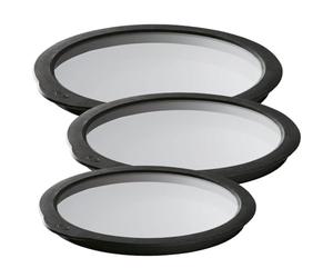 RÖSLE Juego de 3 tapas de cristal (16/20/24 cm) | Tapa de cristal con borde de silicona para cerrar cuencos y ollas, apto para lavavajillas, negro/transparente