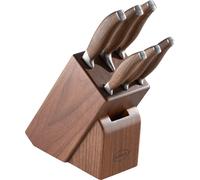 Rösle, juego de 7 cuchillos con bloque, mango de madera de nogal, modelo 130384, código de barras 4004293133847