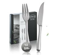 Rösle Passion - Cubiertos para Carne (12 Piezas, para 6 Personas, Acero Inoxidable 18/10 y Hoja de Acero Especial, Pulida, Apta para lavavajillas, en Elegante Caja de Regalo)