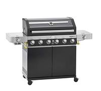 RÖSLE VIDERO G6-S Vario+ - Barbacoa de gas en color negro, 30 mbar, con 6 quemadores de acero inoxidable, zona de preparación adicional, paneles laterales plegables, acero con recubrimiento de polvo