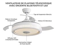 ROLINE Ventilador de techo 42 pulgadas con luz LED 32W RGB, motor DC silencioso, 3 aspas de ABS, control remoto - Nuevo
