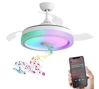 ROLINE Ventilador de Techo LED de 42 Pulgadas Invisible con Luz, Motor DC Silencioso, Bluetooth, Control Remoto, RGB - Nuevo