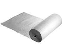 Rollo aislante reflectante, barrera radiante de doble capa con burbujas de aire, 6 mm, 30.48 m x 1.22 m. Lámina de aluminio, película de polietileno blanca, escudo reflectante de calor. Rollo aislante