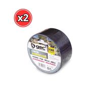 ROLLO CINTA ADHESIVA AMERICANA IMPERMEABLE NEGRA Y GRIS DE 50mm X 10metros GSC EVOLUTION - PACK DE 2 UNIDADES Black