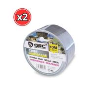 ROLLO CINTA ADHESIVA AMERICANA IMPERMEABLE NEGRA Y GRIS DE 50mm X 10metros GSC EVOLUTION - PACK DE 2 UNIDADES Gray