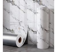 Rollo de Adhesivos Decorativos para Pared con Diseño de Mármol Aozey, Papel Tapiz Autoadhesivo, Panel de Pared Desprendible, Vinilo Removible, para Cocina y Baño BLANCO