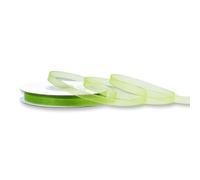 Rollo de cinta de organza de 6 mm x 25 m, color a elegir en 3/6/12/25/38 mm, transparente, no destiñe y lavable, cinta para boda, cinta de regalo para embalar, decoración, manualidades, verde claro