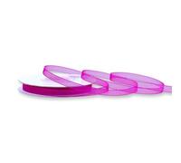 Rollo de cinta de organza de 6 mm x 25 m, color a elegir en 3/6/12/25/38 mm, transparente, no destiñe y lavable, cinta para boda, cinta de regalo para embalar, decorar manualidades, color fucsia 183D
