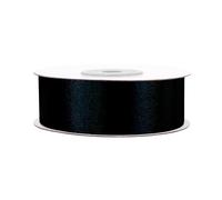 Rollo de cinta de raso de 25 mm x 25 m, color a elegir en 3/6/12/18/25/38/50/75/100 mm, no destiñe y lavable, cinta para bodas, cinta de regalo para embalar, decorar manualidades, color negro 030