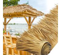 Rollo de paja artificial para techo de jardín tiki bar roof rollo de paja decorativa para techo de paja, artificial palm leaves para cercas, terrazas, decoración de fies(Size:9m/29.5ft,Color:amarillo)